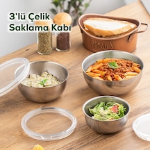 Porsima Parma Sızdırmaz Kapaklı Paslanmaz Çelik Saklama Kabı 3'lü