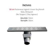 50 Cm Paslanmaz Izgaralı Lineer Duş Kanalı Koku Önleyicili