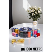 Modacar 10 Renk 1000 Mt Kutulu Mezuralı Dikiş İpliği Seti Çok Renkli