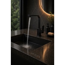 Lüx Premium Siyah Kare Lavabo Bataryası