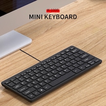 Geeksen Mini Klavye 78 Tuşlu Mini Klavye Usb İle Çalışan Kablolu Klavye Çikolata Klavye Taşınabilir O Siyah