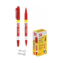 Permanent Kalıcı Marker Kalemi Çift Uçlu 0.5 Mm Ve 1 Mm Kırmızı 3 Adet Kırmızı