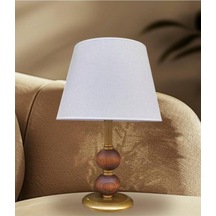 Dual Eskitme Abajur Çift Top Ahşaplı Krem Şapkalı Haki