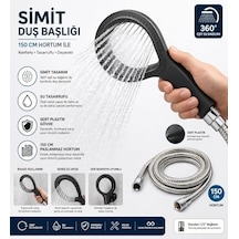 Simit Duş Başlığı Sert Plastik, 150 Cm Paslanmaz Çelik Hortumlu El Duşu, Yüksek Basınçlı Su Tasarruflu Duş Seti, Ergonomik Tutma Saplı Banyo Duş Başlığı