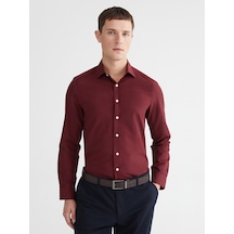 Lcw Busıness Bordo Slim Fit Uzun Kollu Poplin Erkek Gömlek