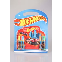 Dekomus İle Lisanslı Hot Wheels Boyama Defteri Ve 6 Adet Boya Kalemi Boyama Seti Ahşap