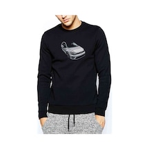 Vw Golf R Baskılı Siyah Erkek Örme Sweatshirt