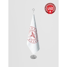 Sağlık Bakanlığı Makam Bayrağı - Saçaksız Krom Set 100 x 150 CM