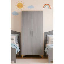 Ege 2 Kapaklı Genç Odası Dolabı Modern Tasarım, %100 Mdf Kalitesi Gri
