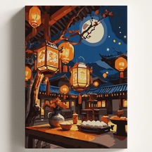 Sayılarla Boyama Tuval Hobi Seti Japon Kültürü Temalı Fırça Ve Boya Dahil Set Çıtalı 50x70 Cm Kendin Yap Say
