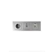 Asyagrup Ovivo Silver Üçlü Set Priz - Uydu - Telefon