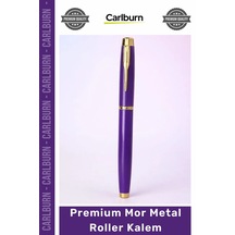 Kalem Lazer Baskı Promosyon Hediye Lüks Ofis İmza Kalemi Altın Premium Mor Metal Roller Kalem