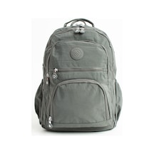 Sanmorris Unisex Suya Dayanıklı Krinkıl Kumaş Çok Gözlü Orta Boy Koyu Gri Renkli Laptop Okul Ve Sırt Çantası Koyu Gri