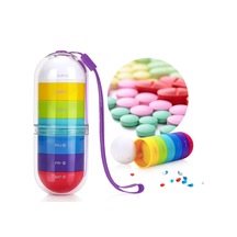 Sones Taşınabilir Silindirik Döner 7 Bölmeli Bağımsız Plastik Seyahat Hap Kutusu Gösterildiği Gibi