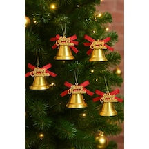 9 Adet Lüx Kırmızı Kurdelalı Yılbaşı Merry Christmas Çan Süs 5cm Yılbaşı Ağacı Süsleri Diğer