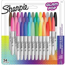 Sharpie Permanent Markör Fine Glam Pop 34 Lü Bls Çok Renkli