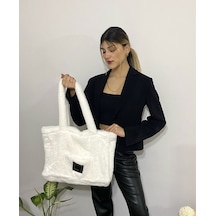 Luluyen Peluş Çanta 2025 Sonbahar Kış Sezonu Yeni Moda Beyaz