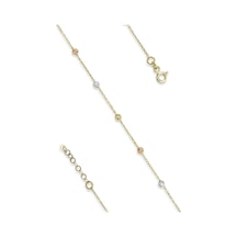 Fiyonk Kuyumculuk 14 Ayar Altın Tek Sıra Zincirli Dorika Top Detaylı Bileklik Sarı Altın