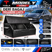 Tesla Model Y Uyumlu Oto Bagaj Organizeri Deri Bagaj Kutu Çanta 1
