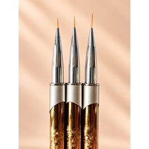 3'lü Kapaklı İnce Nail Art Detay Çizim Ve French Fırça Seti Bronz Lın-006