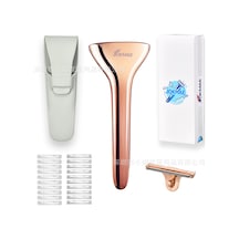 2025 Yeni Çinko Alaşımlı Manuel Tıraş Makinesi Erkek Gelişmiş Tıraş Makinesi Xt201 Gül Altın 20 Adet Bıçak Silikon Kılıf