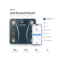 Mkio Yağ Su Kas Vücut Kitle Endeksi Kilo Ölçer Mobil Uygulamalı Yapay Zeka Destekli Dijital Akıllı Bluetooth Baskül