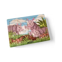 Gergedanlar 16 Parça Eğitici Ve Öğretici Ahşap Çocuk Puzzle & Yapboz Bebek Çocuk Oyuncak