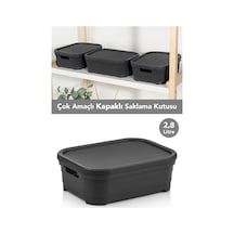 1 Adet Kapaklı Dekoratif Piramit Saklama Kutusu - Dolap Düzenleyici Organizer 2,8 Litre Antrasit Antrasit