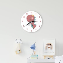 Çocuk Odası İçin Sevimli Dinozor Tasarımlı Duvar Saati 0240-beyaz-şekilli-48cm