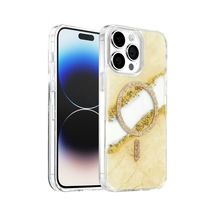 Onegif Apple İphone 14 Pro Max Lotus Simli Magsafe Kapak - Gümüş Standart