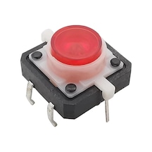 12x12mm Kırmızı Led Işıklı Tact Switch