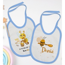 BK Kids Kişiye Özel İsimli 2’li Mavi Mama Önlüğü-6 Mavi