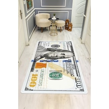 Modern Dolar Desen Dijital Baskı Kaymaz Taban Halı H0167 Renkli