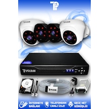Picam 4 Kameralı Uzay 2 İç Kamera Set 500 GB HDD Full HD Gece Görüşlü Güvenlik Kamerası Sistemi