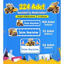 İş Makineleri Temalı Okul Kreş Kişiye Özel İsim Etiket Seti - Model 551 Çok Renkli