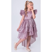 Mnk Baby & Kids Kız Çocuk Kuyruklu , Taçlı Vragia Abiye Elbise M00745 Mürdüm
