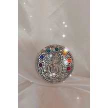 Çubuk Tütsülük İşlemeli Çelik Buda Budha Konik Tütsülük Yuvarlak 7 Çakra