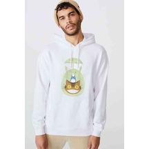 Komşum My Neighbor Totoro Baskılı Beyaz Erkek Örme Kapşonlu Sweat (531037748)