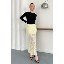 Verymoda Dantel Abiye Etek F1887 Sarı