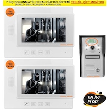 7 Inç Dokunmatik Ekran Diafon Sistemi Tek Zil Çift Monitör