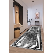 West Home Makinede Yıkanabilir Kaymaz Taban Leke Tutmaz Modern Kesme Yolluk Mutfak Yolluk Halı Yolluk Wh 413 Black Yolluk