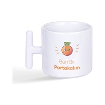 Ben Bir Portakalım Sevimli Doğum Günü Hediye Baskılı Latte Fincanı T Kulplu Kupa Bardak Beyaz