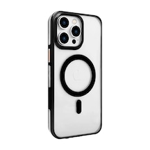Joko Apple iPhone Uyumlu  15 Pro Uyumlu Gleam Pc Sert Magsafe Kılıf - Şeffaf-siyah