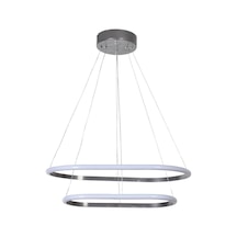 Stil Modern Tasarım Yatak Odası - Salon - Mutfak Gri Renk Beyaz Ledli 2 Li Led Avize Gri