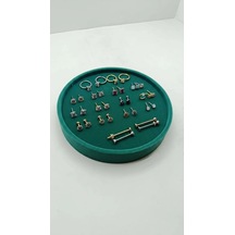 Silindir Model Süet Kumaş 20/20 Cm Batırmalı Yeşil Küpe-piercing Tablası