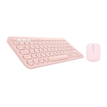 Sprange L10 10.1" Uyumlu Kablosuz Bluetooth Pilli Klavye Mouse Seti - Pembe