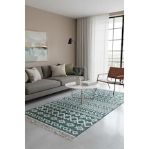 Doğal Tonlarda Modern Desenli Çift Taraflı Yıkanabilir Kilim Renkli