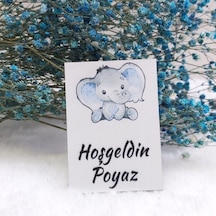 Ahşap Magnet Fil Baskılı Erkek Bebek Magnetleri Bebek Şe 30 Adet