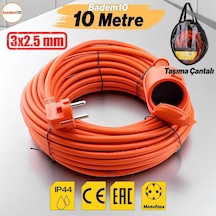 Uzatma Kablosu 10 Metre 3x2.5 Mm Kapaklı Monofaze Ev Tipi Topraklı Cca Kablolu Tekli Grup Fiş Priz 0