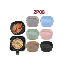 2 Adet Air Fryer Silikon Sepet Silikon Kalıp Airfryer Fırın Pişirme Tepsisi Pizza Kızarmış Tavuk Sepeti Yeniden Kullanılabilir Tava Astarı Aksesuarlarıpembe Çok Renkli